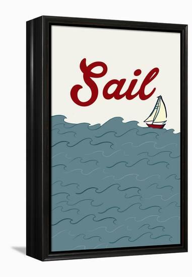 Icon - Sailboat-Lantern Press-Framed Stretched Canvas