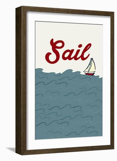 Icon - Sailboat-Lantern Press-Framed Art Print