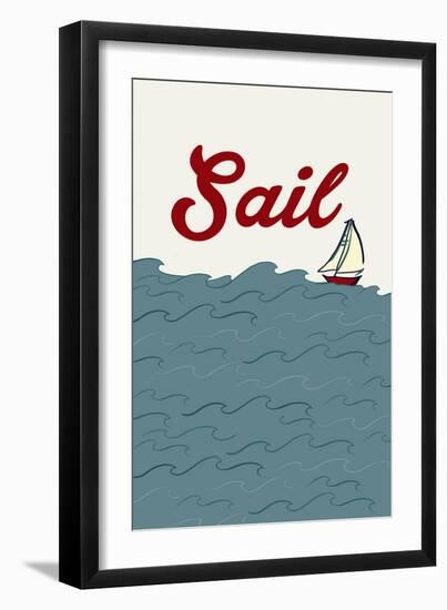 Icon - Sailboat-Lantern Press-Framed Art Print