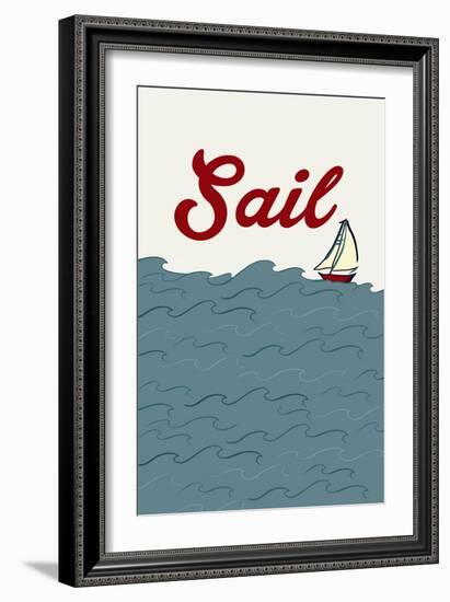 Icon - Sailboat-Lantern Press-Framed Art Print