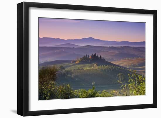 Iconic Tuscan Farmhouse, Val D' Orcia, UNESCO World Heritage Site, Tuscany, Italy, Europe-Doug Pearson-Framed Photographic Print