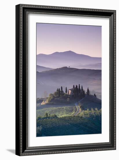 Iconic Tuscan Farmhouse, Val D' Orcia, UNESCO World Heritage Site, Tuscany, Italy, Europe-Doug Pearson-Framed Photographic Print