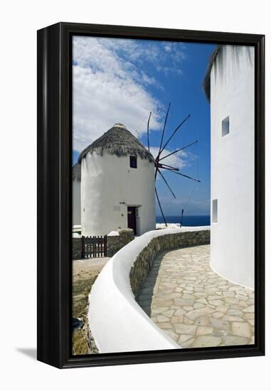 Iconic Windmills, Chora, Mykonos, Greece-David Noyes-Framed Premier Image Canvas