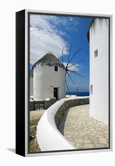 Iconic Windmills, Chora, Mykonos, Greece-David Noyes-Framed Premier Image Canvas