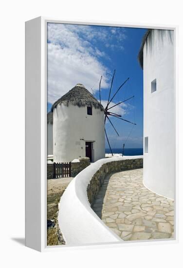 Iconic Windmills, Chora, Mykonos, Greece-David Noyes-Framed Premier Image Canvas