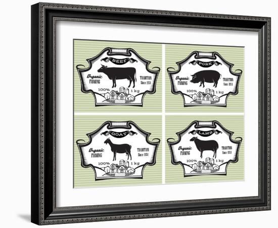 Icons Pig, Cow, Sheep, Goat-111chemodan111-Framed Art Print