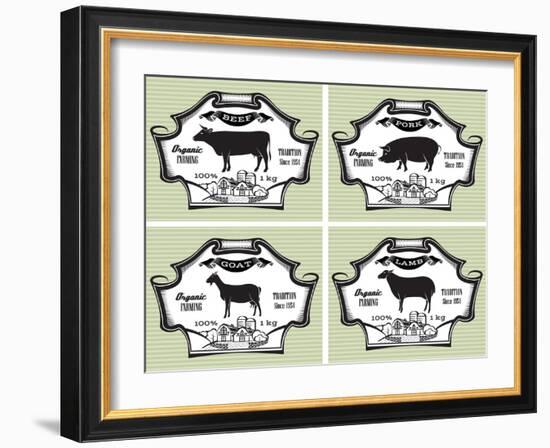 Icons Pig, Cow, Sheep, Goat-111chemodan111-Framed Art Print