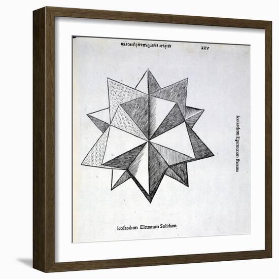 Icosaedron Elevatum Solidum, Illustration from 'Divina Proportione' by Luca Pacioli…-Leonardo da Vinci-Framed Giclee Print