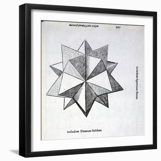 Icosaedron Elevatum Solidum, Illustration from 'Divina Proportione' by Luca Pacioli…-Leonardo da Vinci-Framed Giclee Print