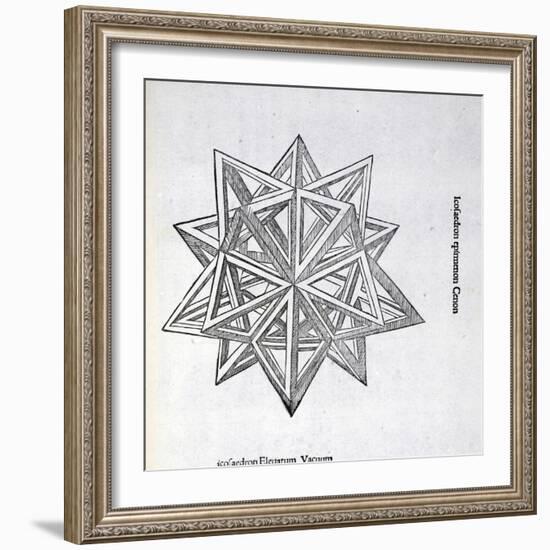 Icosaedron Elevatum Vacuum, Illustration from 'Divina Proportione' by Luca Pacioli (C.1445-1517),…-Leonardo da Vinci-Framed Giclee Print