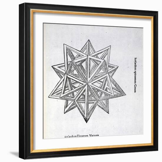 Icosaedron Elevatum Vacuum, Illustration from 'Divina Proportione' by Luca Pacioli (C.1445-1517),…-Leonardo da Vinci-Framed Giclee Print