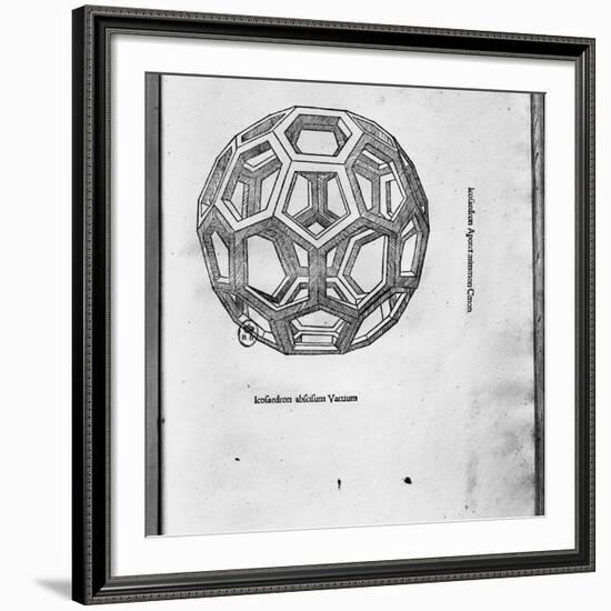 Icosahedron, from "De Divina Proportione" by Luca Pacioli, Published 1509, Venice-Leonardo da Vinci-Framed Giclee Print