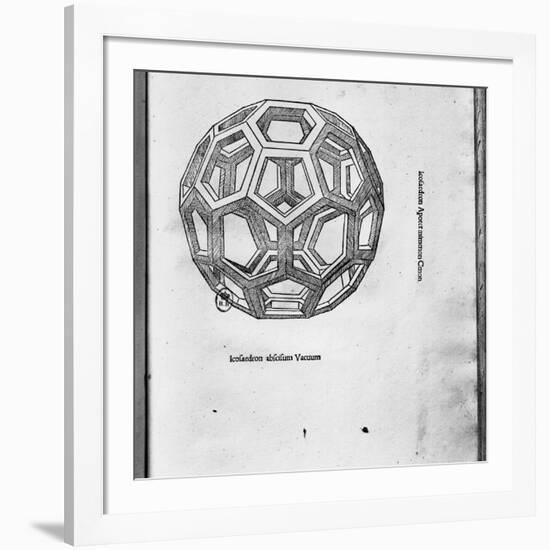 Icosahedron, from "De Divina Proportione" by Luca Pacioli, Published 1509, Venice-Leonardo da Vinci-Framed Giclee Print