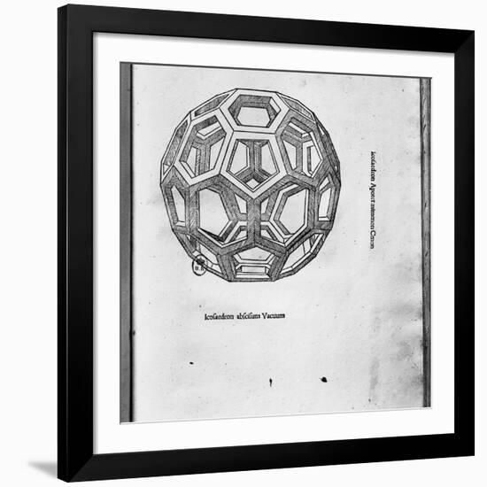 Icosahedron, from "De Divina Proportione" by Luca Pacioli, Published 1509, Venice-Leonardo da Vinci-Framed Giclee Print