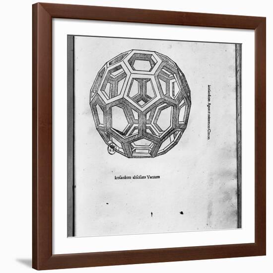 Icosahedron, from "De Divina Proportione" by Luca Pacioli, Published 1509, Venice-Leonardo da Vinci-Framed Giclee Print