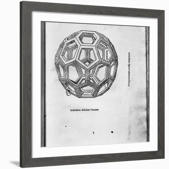 Icosahedron, from "De Divina Proportione" by Luca Pacioli, Published 1509, Venice-Leonardo da Vinci-Framed Giclee Print