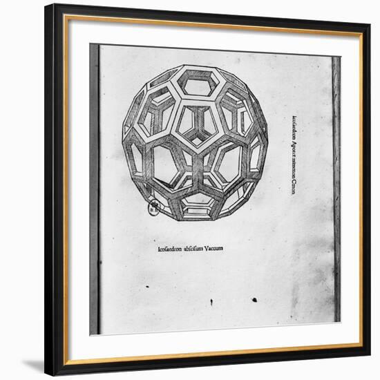 Icosahedron, from "De Divina Proportione" by Luca Pacioli, Published 1509, Venice-Leonardo da Vinci-Framed Giclee Print