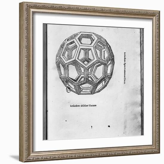 Icosahedron, from "De Divina Proportione" by Luca Pacioli, Published 1509, Venice-Leonardo da Vinci-Framed Giclee Print