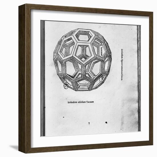 Icosahedron, from "De Divina Proportione" by Luca Pacioli, Published 1509, Venice-Leonardo da Vinci-Framed Giclee Print