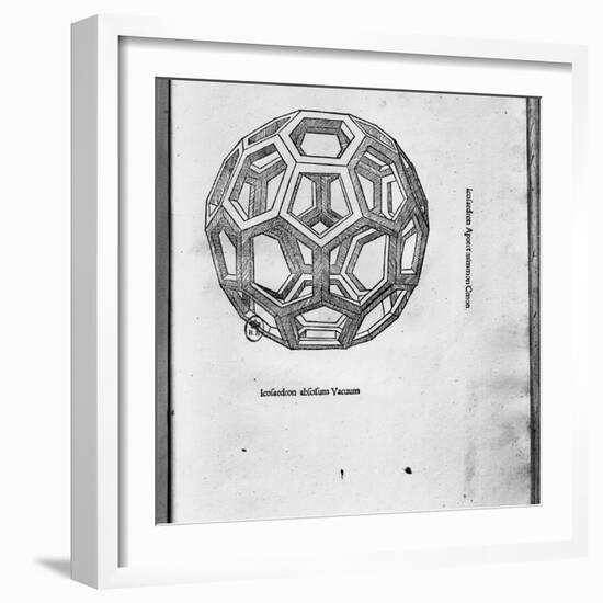 Icosahedron, from "De Divina Proportione" by Luca Pacioli, Published 1509, Venice-Leonardo da Vinci-Framed Giclee Print