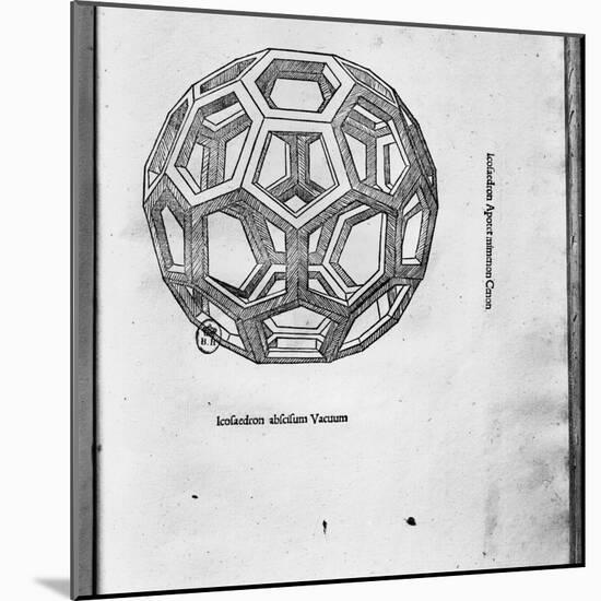 Icosahedron, from "De Divina Proportione" by Luca Pacioli, Published 1509, Venice-Leonardo da Vinci-Mounted Giclee Print