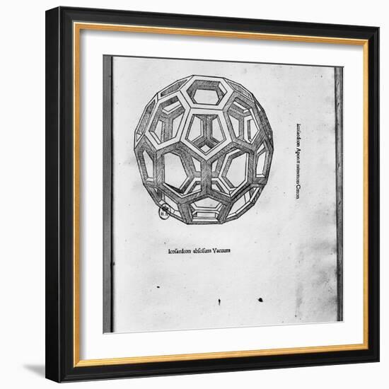 Icosahedron, from "De Divina Proportione" by Luca Pacioli, Published 1509, Venice-Leonardo da Vinci-Framed Giclee Print