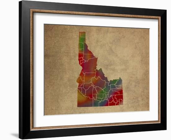 ID Colorful Counties-Red Atlas Designs-Framed Giclee Print