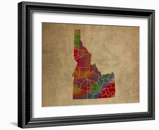 ID Colorful Counties-Red Atlas Designs-Framed Giclee Print