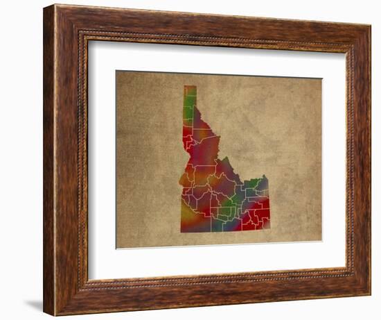 ID Colorful Counties-Red Atlas Designs-Framed Giclee Print