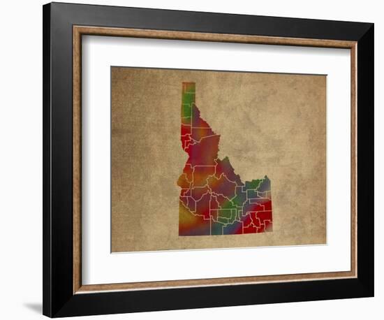 ID Colorful Counties-Red Atlas Designs-Framed Giclee Print