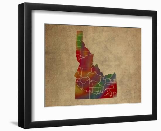 ID Colorful Counties-Red Atlas Designs-Framed Giclee Print