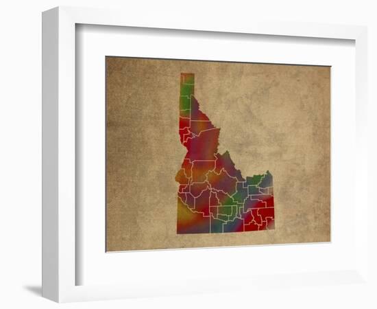 ID Colorful Counties-Red Atlas Designs-Framed Giclee Print