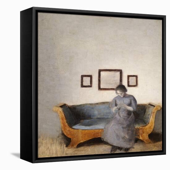 Ida Hammershoi Sitting on a Sofa-Vilhelm Hammershoi-Framed Premier Image Canvas