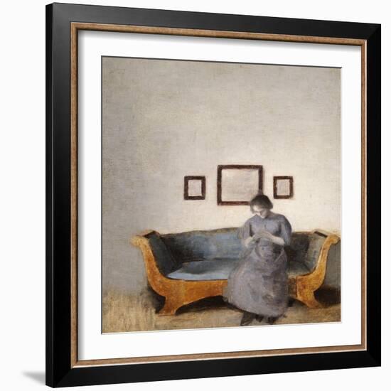 Ida Hammershoi Sitting on a Sofa-Vilhelm Hammershoi-Framed Giclee Print