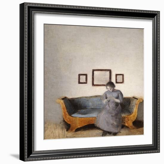 Ida Hammershoi Sitting on a Sofa-Vilhelm Hammershoi-Framed Giclee Print