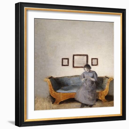 Ida Hammershoi Sitting on a Sofa-Vilhelm Hammershoi-Framed Giclee Print