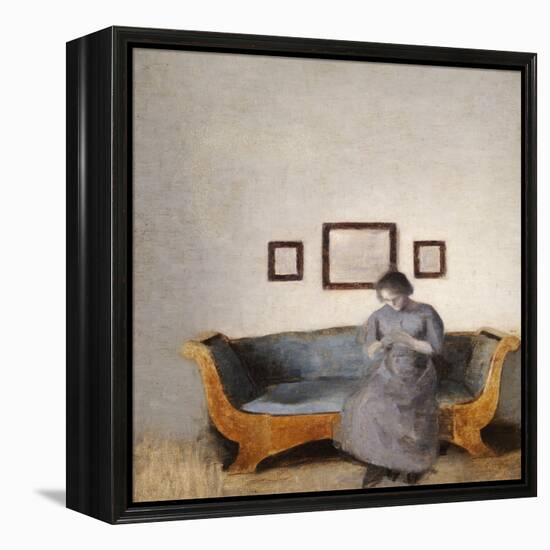 Ida Hammershoi Sitting on a Sofa-Vilhelm Hammershoi-Framed Premier Image Canvas