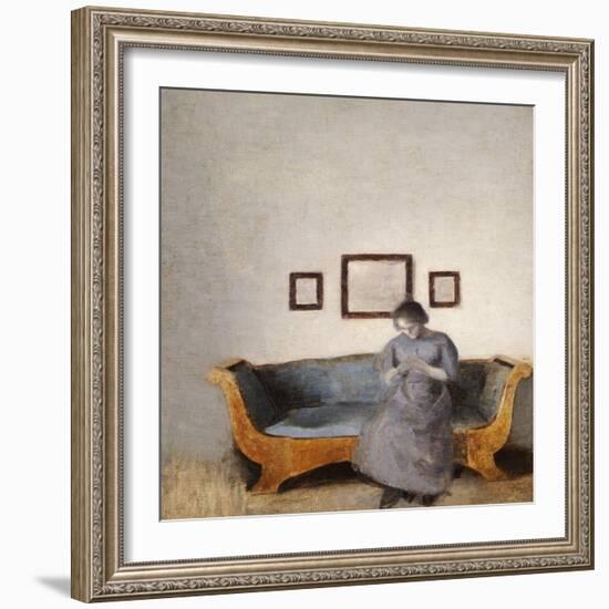 Ida Hammershoi Sitting on a Sofa-Vilhelm Hammershoi-Framed Giclee Print