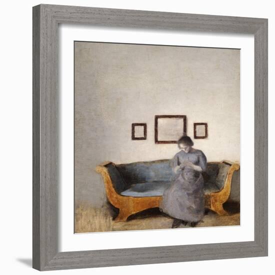 Ida Hammershoi Sitting on a Sofa-Vilhelm Hammershoi-Framed Giclee Print