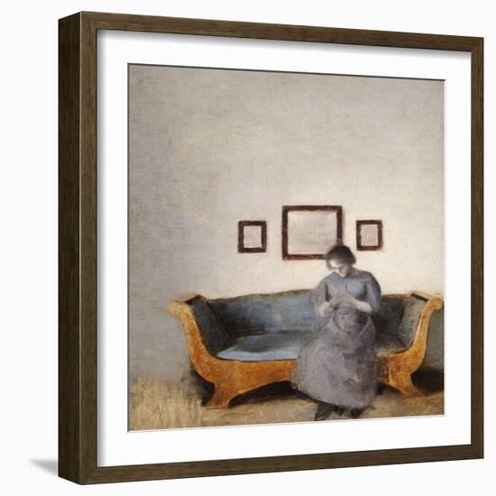 Ida Hammershoi Sitting on a Sofa-Vilhelm Hammershoi-Framed Giclee Print