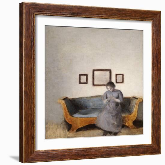 Ida Hammershoi Sitting on a Sofa-Vilhelm Hammershoi-Framed Giclee Print