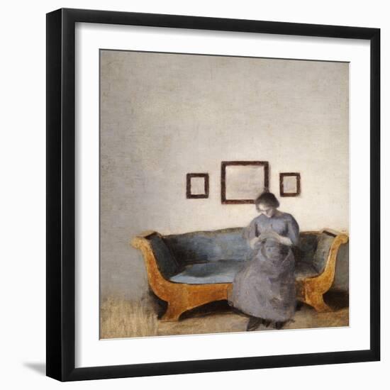 Ida Hammershoi Sitting on a Sofa-Vilhelm Hammershoi-Framed Giclee Print