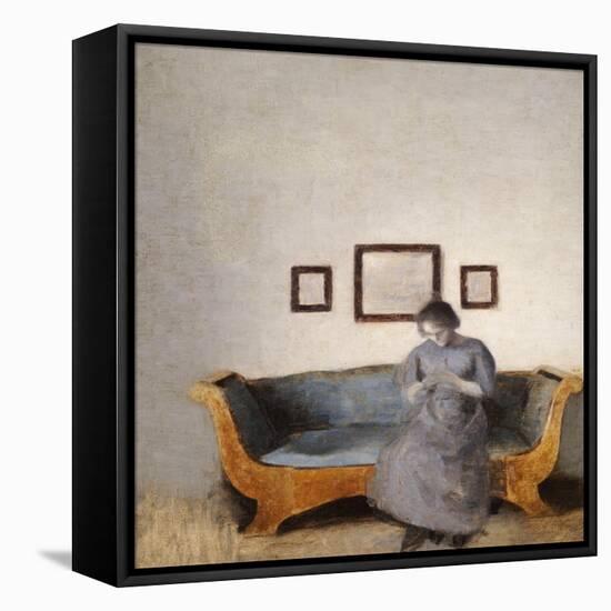 Ida Hammershoi Sitting on a Sofa-Vilhelm Hammershoi-Framed Premier Image Canvas