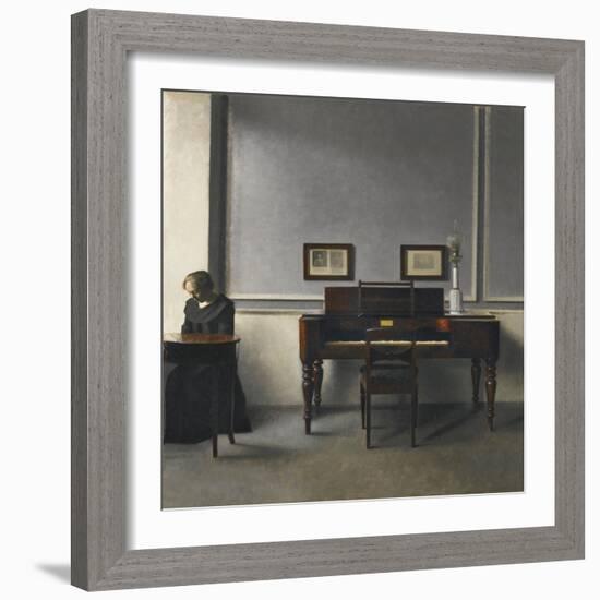 Ida in an Interior with Piano-Vilhelm Hammershoi-Framed Giclee Print