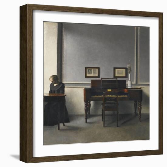 Ida in an Interior with Piano-Vilhelm Hammershoi-Framed Giclee Print
