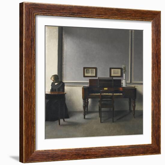 Ida in an Interior with Piano-Vilhelm Hammershoi-Framed Giclee Print