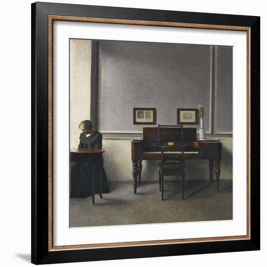 Ida in an Interior with Piano-Vilhelm Hammershoi-Framed Giclee Print