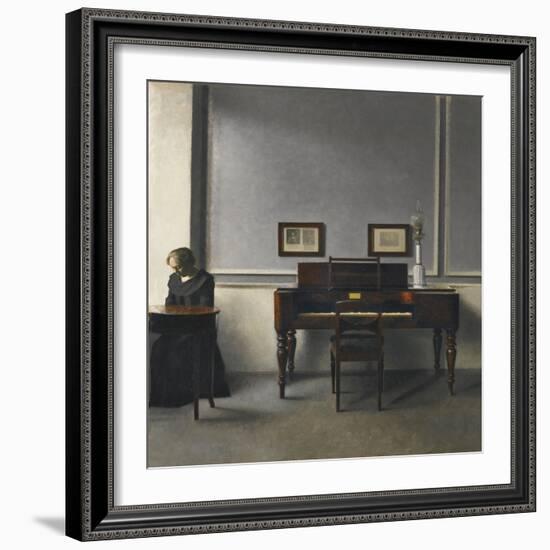 Ida in an Interior with Piano-Vilhelm Hammershoi-Framed Giclee Print