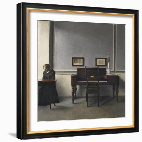 Ida in an Interior with Piano-Vilhelm Hammershoi-Framed Giclee Print