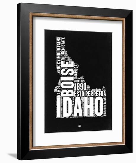 Idaho Black and White Map-NaxArt-Framed Premium Giclee Print